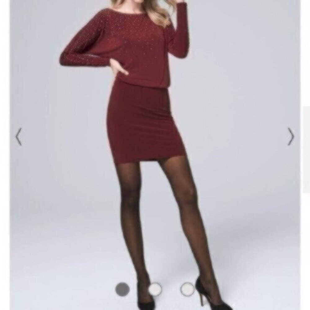 NWOT White House Black Market Stud-Detail Knit Blouson Dress